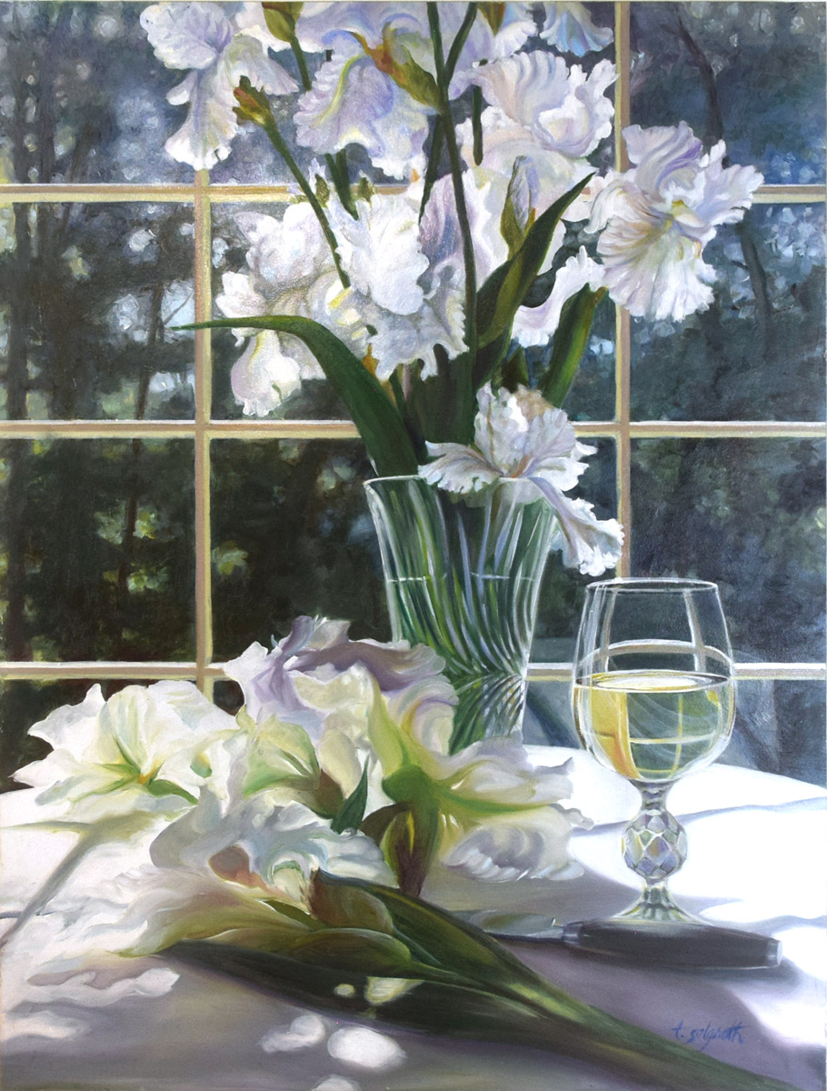 Fresh White — oil painting of spring white florals by Trisha Selgrath