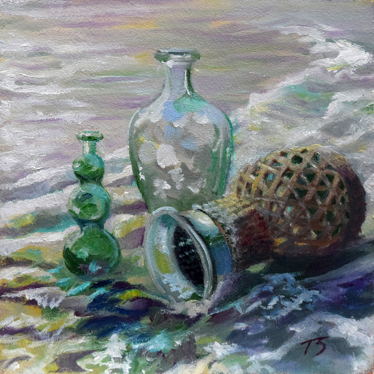 Sea Glass — small original oil still life by Trisha Selgrath