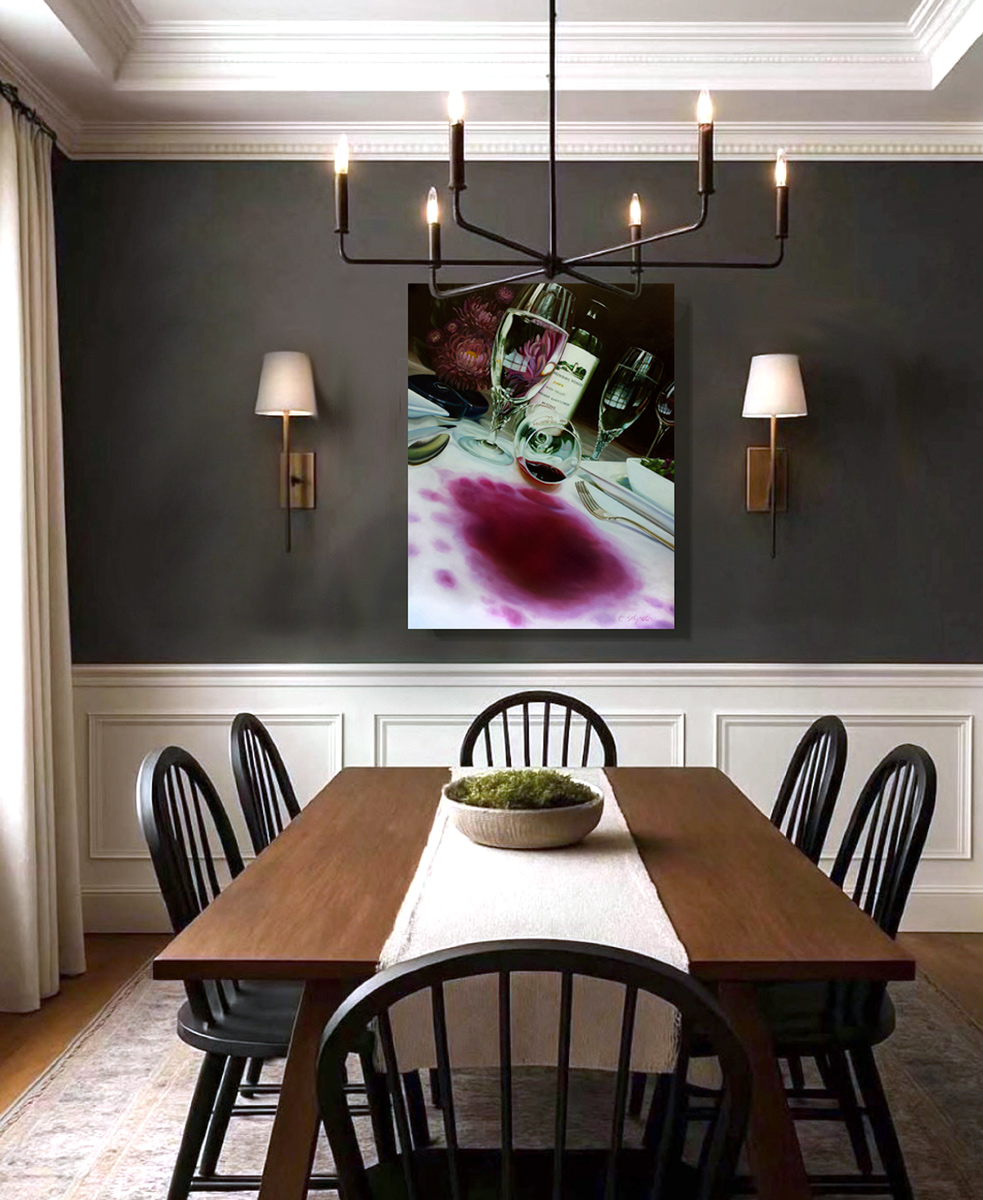 Whine hanging in a room